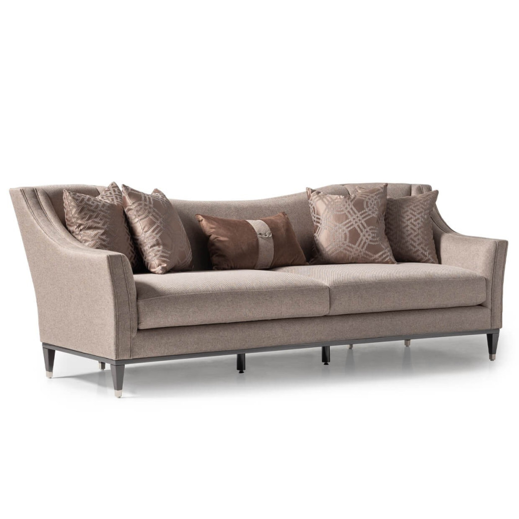 Mansion Sofa Pecan Glossy Mocha Sand Lousanne Collection By Michael Amini. LFR-LUSN816-PCN-414