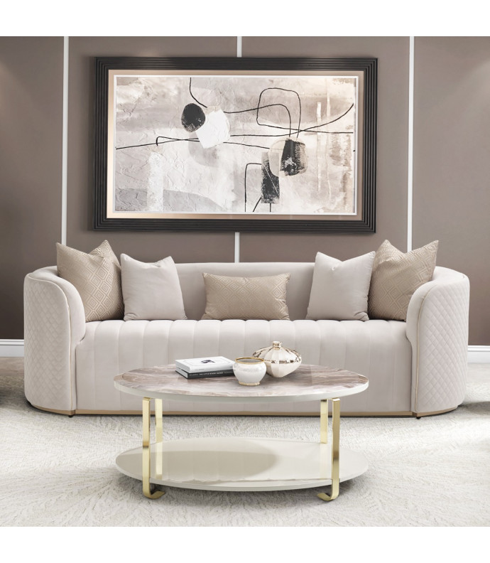 Sofa Beige Gold Ariana Collection by Michael Amini.LFR-ARNA815-BGE-806