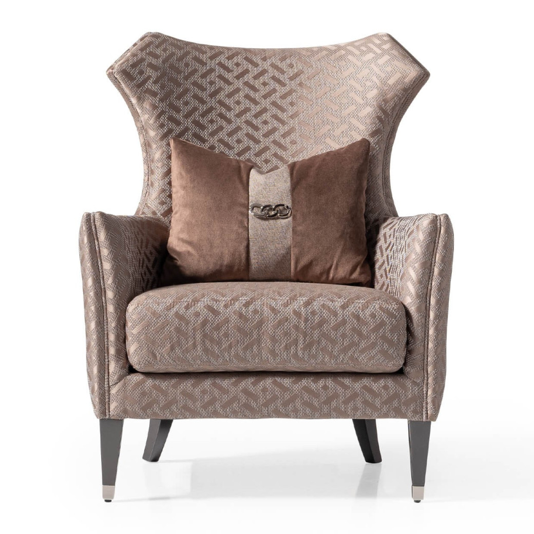 Accent Chair Nutmeg Glossy Mocha Sand Lousanne Collection By Michael Amini . LFR-LUSN835-NMG-414