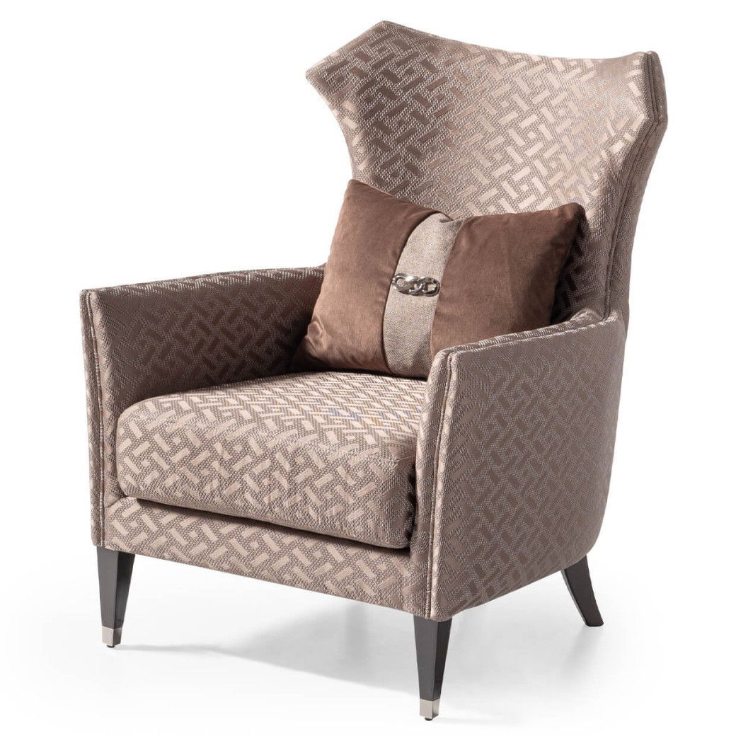 Accent Chair Nutmeg Glossy Mocha Sand Lousanne Collection By Michael Amini . LFR-LUSN835-NMG-414