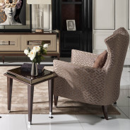 Accent Chair Nutmeg Glossy Mocha Sand Lousanne Collection By Michael Amini . LFR-LUSN835-NMG-414