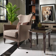 Accent Chair Nutmeg Glossy Mocha Sand Lousanne Collection By Michael Amini . LFR-LUSN835-NMG-414