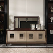 Media Cabinet Glossy Mocha Sand Lousanne Collection by Michael Amini.  LFR-LUSN223-414