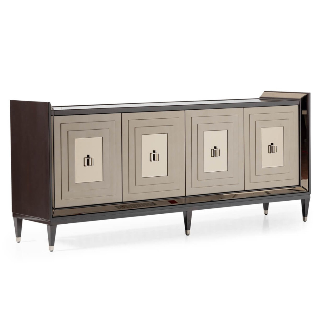 Media Cabinet Glossy Mocha Sand Lousanne Collection by Michael Amini.  LFR-LUSN223-414