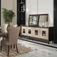 Media Cabinet Glossy Mocha Sand Lousanne Collection by Michael Amini.  LFR-LUSN223-414