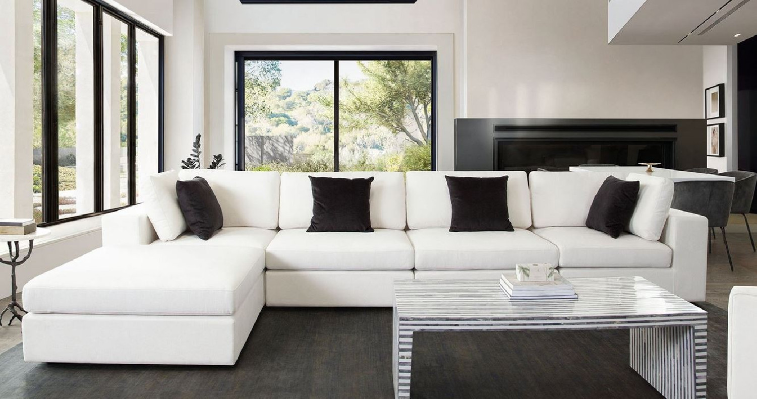 Muse Collection 5PC contemporary and modern Reversible Sectional in mist white fabric by Diamond Sofa