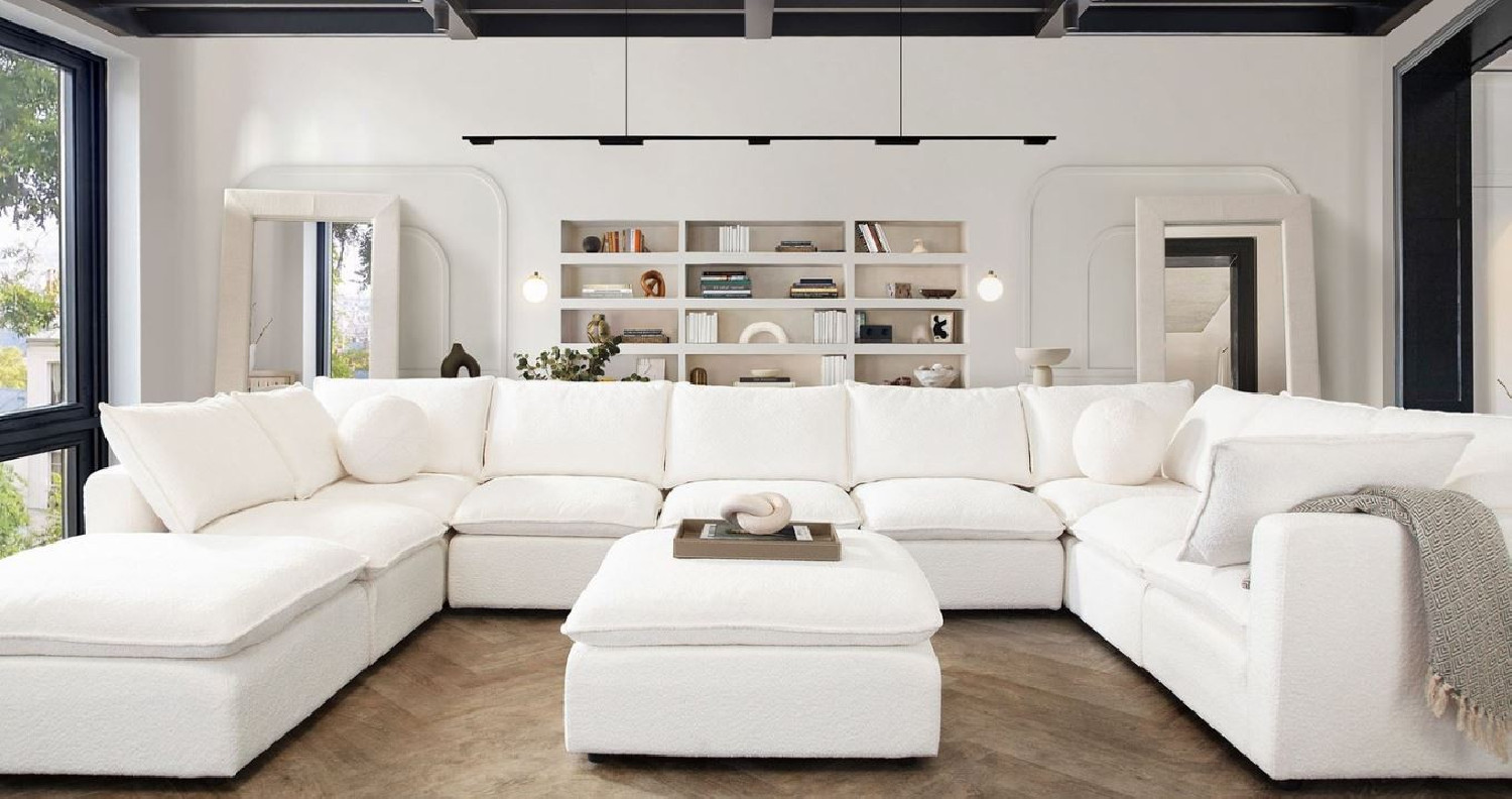 Ivy Collection 10PC contemporary and modern Sectional in white by Diamond Sofa