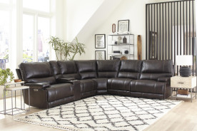 6PC Whitman Verona Coffee Top Grain Leather Modular Powered Free Motion Cordless By Parker-House Furniture.MWHI-PACKA(H)-P50-VCO