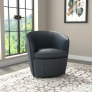 Barolo - Vintage Navy Swivel Genuine Leather Club Chair By Parker House Furniture