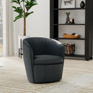 Barolo - Vintage Navy Swivel Genuine Leather Club Chair By Parker House Furniture