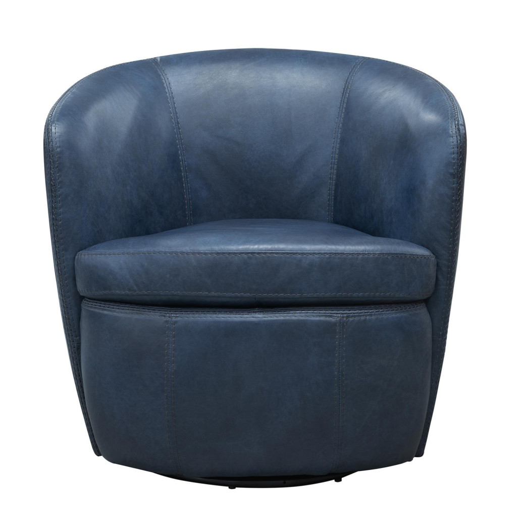 Barolo - Vintage Navy Swivel Genuine Leather Club Chair By Parker House Furniture