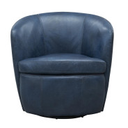 Barolo - Vintage Navy Swivel Genuine Leather Club Chair By Parker House Furniture