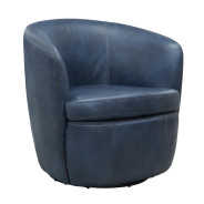Barolo - Vintage Navy Swivel Genuine Leather Club Chair By Parker House Furniture