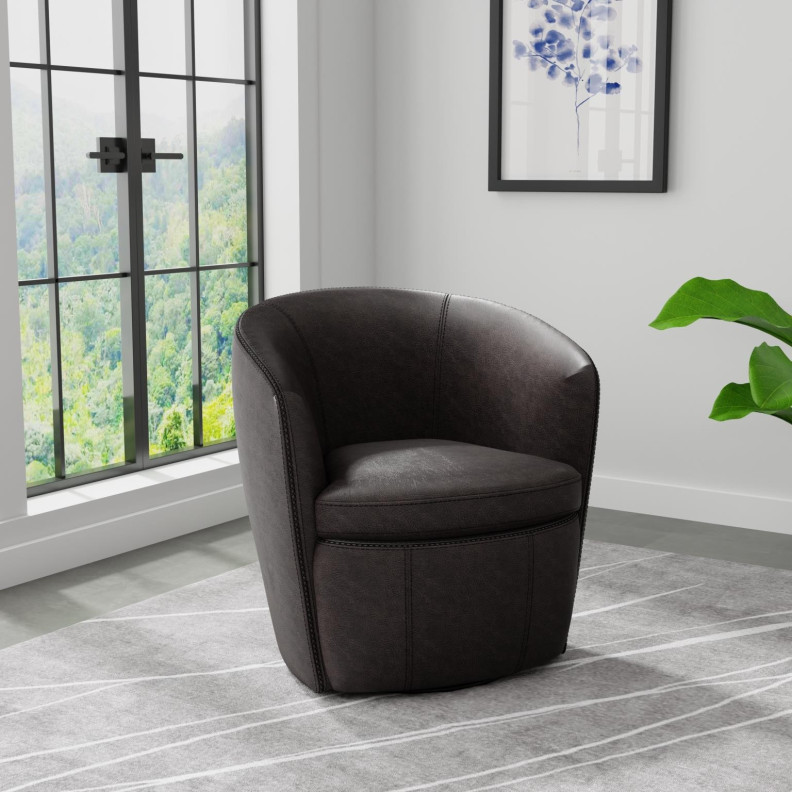 Barolo - Vintage Slate Swivel Genuine Leather Club Chair By Parker House Furniture