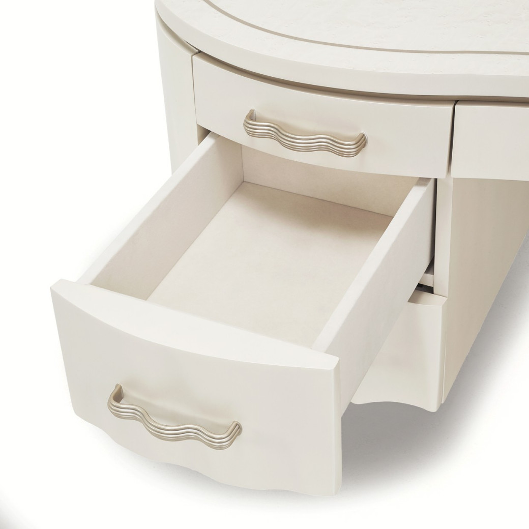Creamy Pearl Finish Desk London Place Collection By Michael Amini