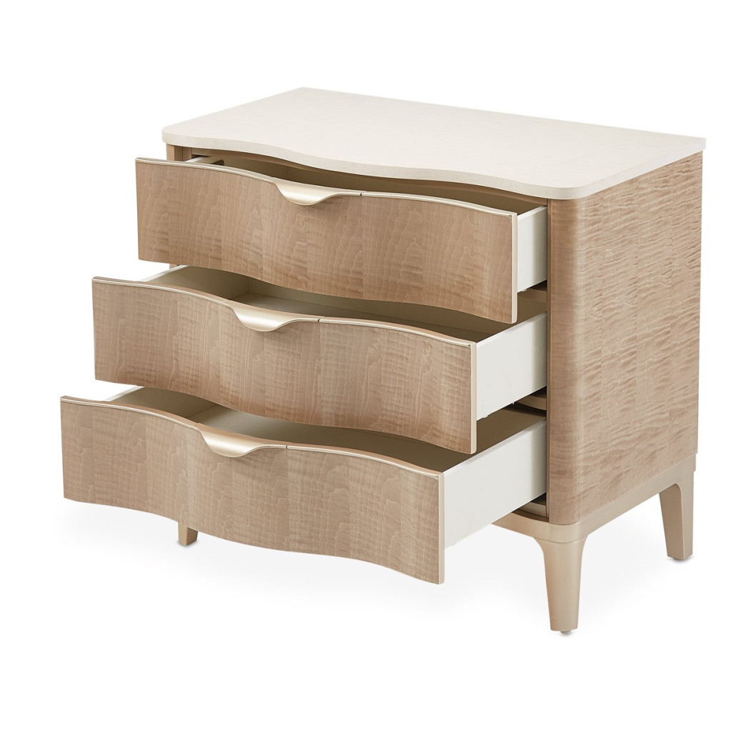 Accent Cabinet-Night Stand Malibu Crest Chardonnay Finish Collection by Michael Amini. 9007040-131