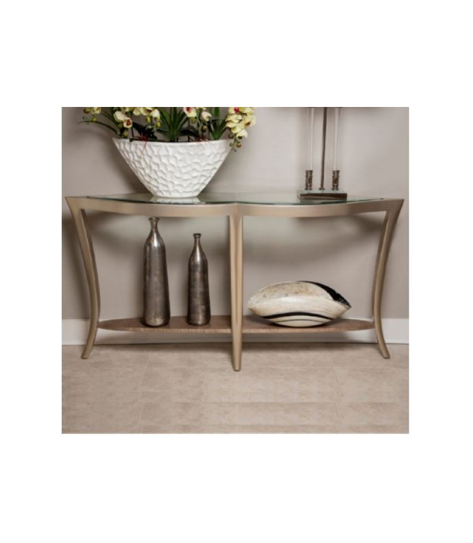 Console Table W/Glass Malibu Collection By Michael Amini