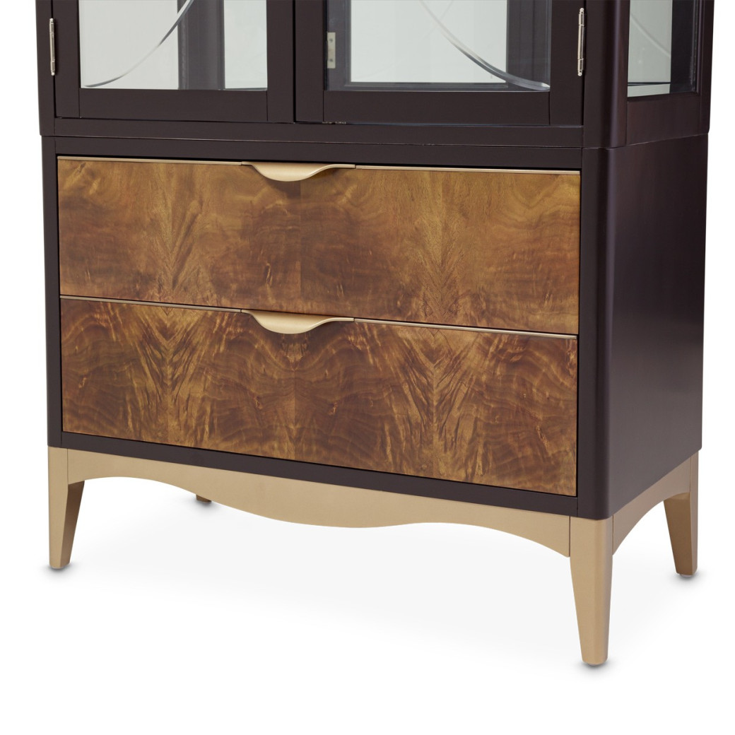 Display Cabinet (2 Pc) Malibu Crest Crotch Mahogany Collection By Michael Amini