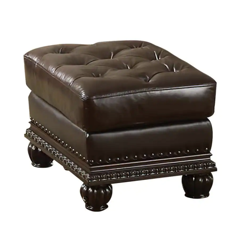 15034 Espresso Top Grain Leather Ottoman Anondale Collection by Acme Furniture