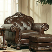 15034 Espresso Top Grain Leather Ottoman Anondale Collection by Acme Furniture