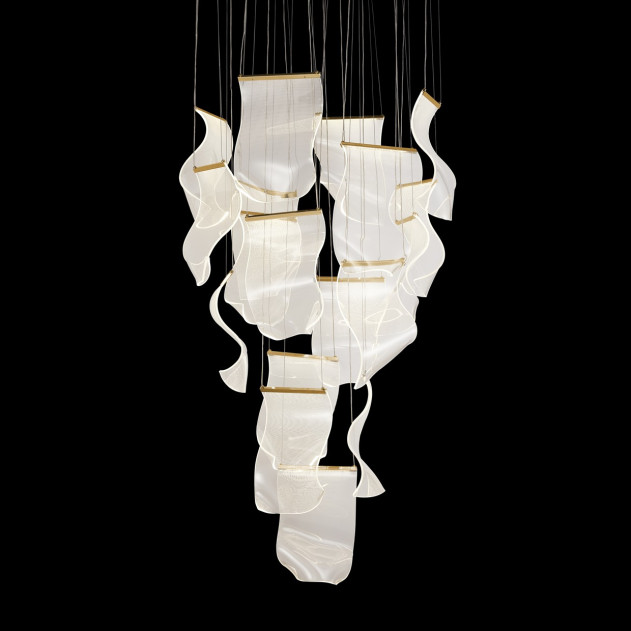 LT-CH1017GLD-18CLR Michael Amini Sheer Waves 18 Light Round LED Chandelier Champagne