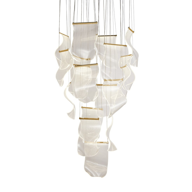 LT-CH1017GLD-18CLR Michael Amini Sheer Waves 18 Light Round LED Chandelier Champagne