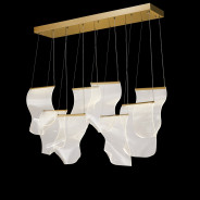 LT-CH1016GLD-8CLR Michael Amini Sheer Waves 8 Light Rect LED Chandelier Champagne
