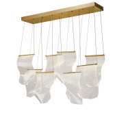 LT-CH1016GLD-8CLR Michael Amini Sheer Waves 8 Light Rect LED Chandelier Champagne