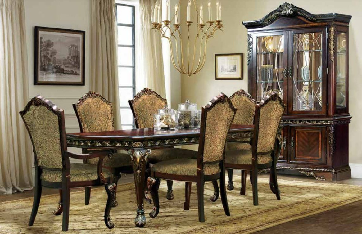 D185 7PC Dining Set Cherry Finish Traditional Style by McFerran Furnishing