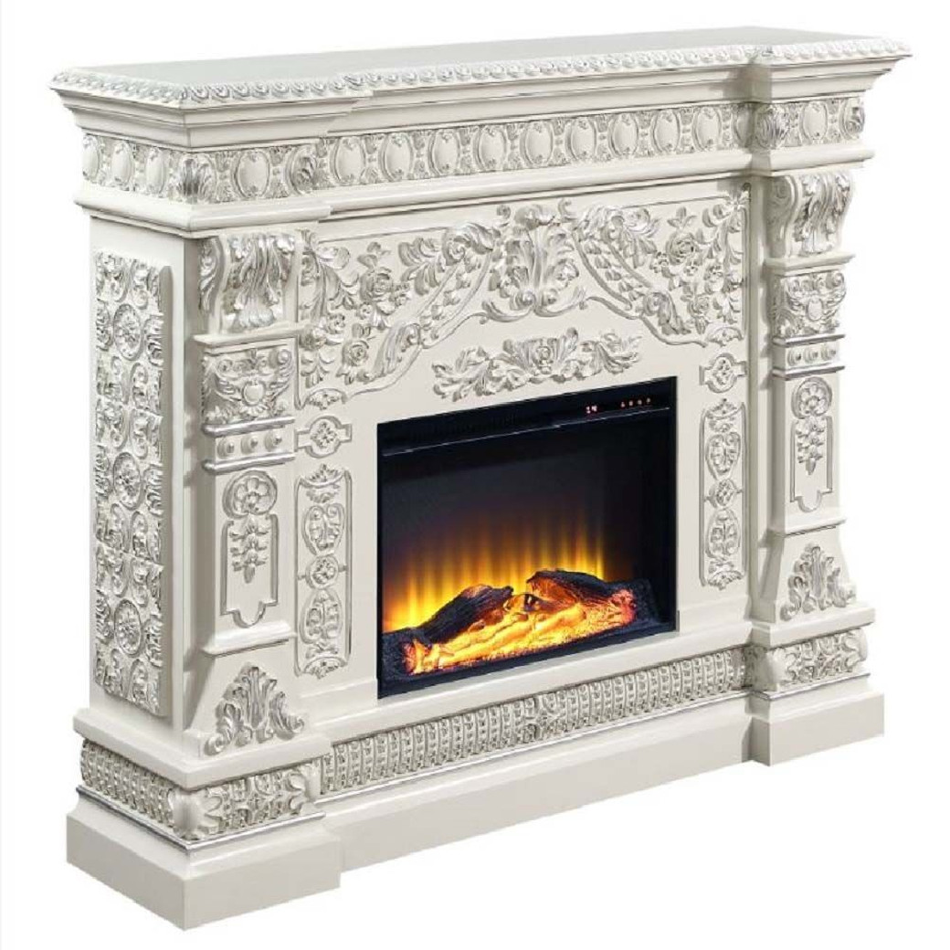 AC01617 Antique White Finish Fireplace Vanaheim Collection By Acme Furniture