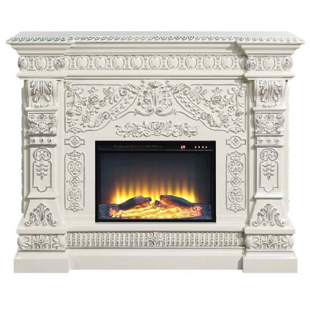 AC01617 Antique White Finish Fireplace Vanaheim Collection By Acme Furniture