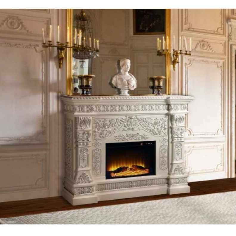 AC01617 Antique White Finish Fireplace Vanaheim Collection By Acme Furniture