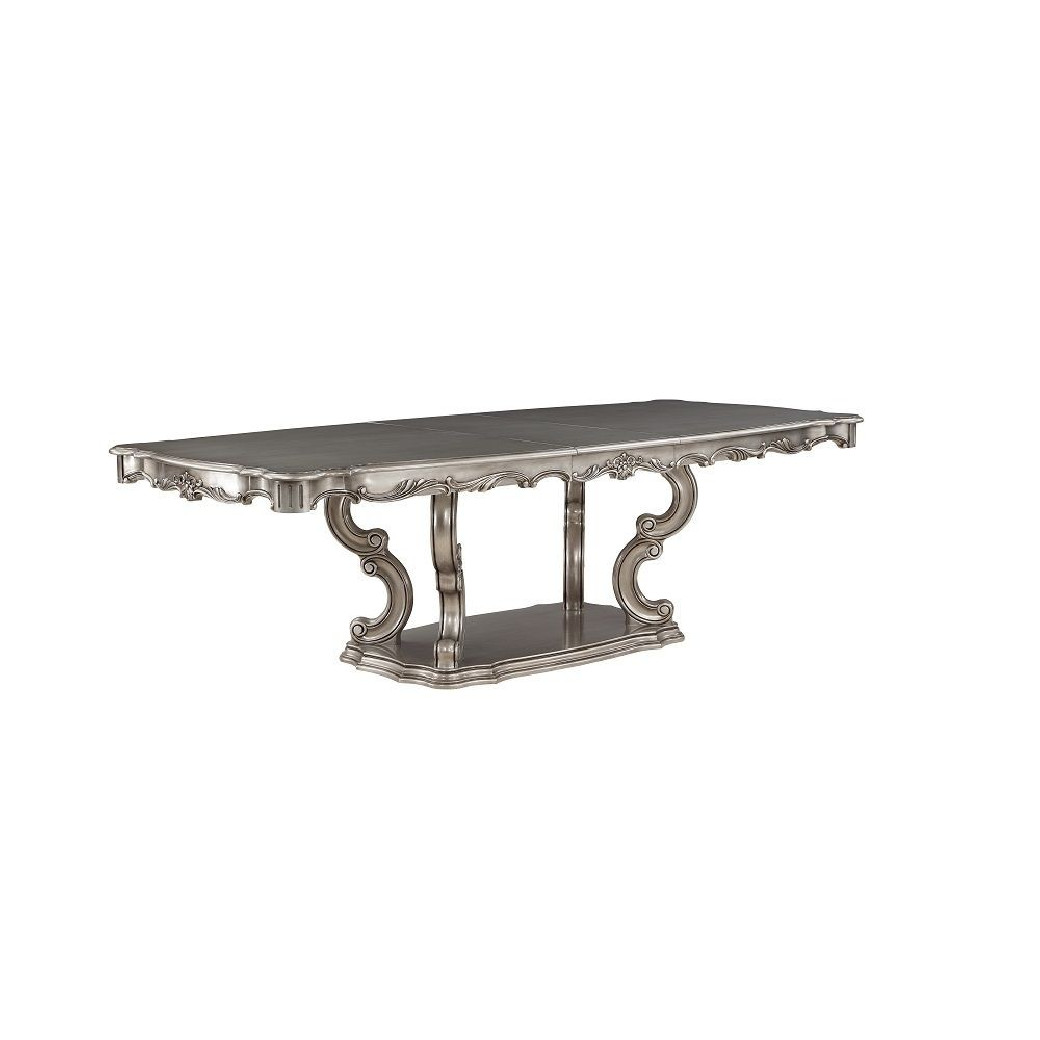 DN02281 7PC Dining Set Platinum Finish Ariadne Collection By Acme Furniture