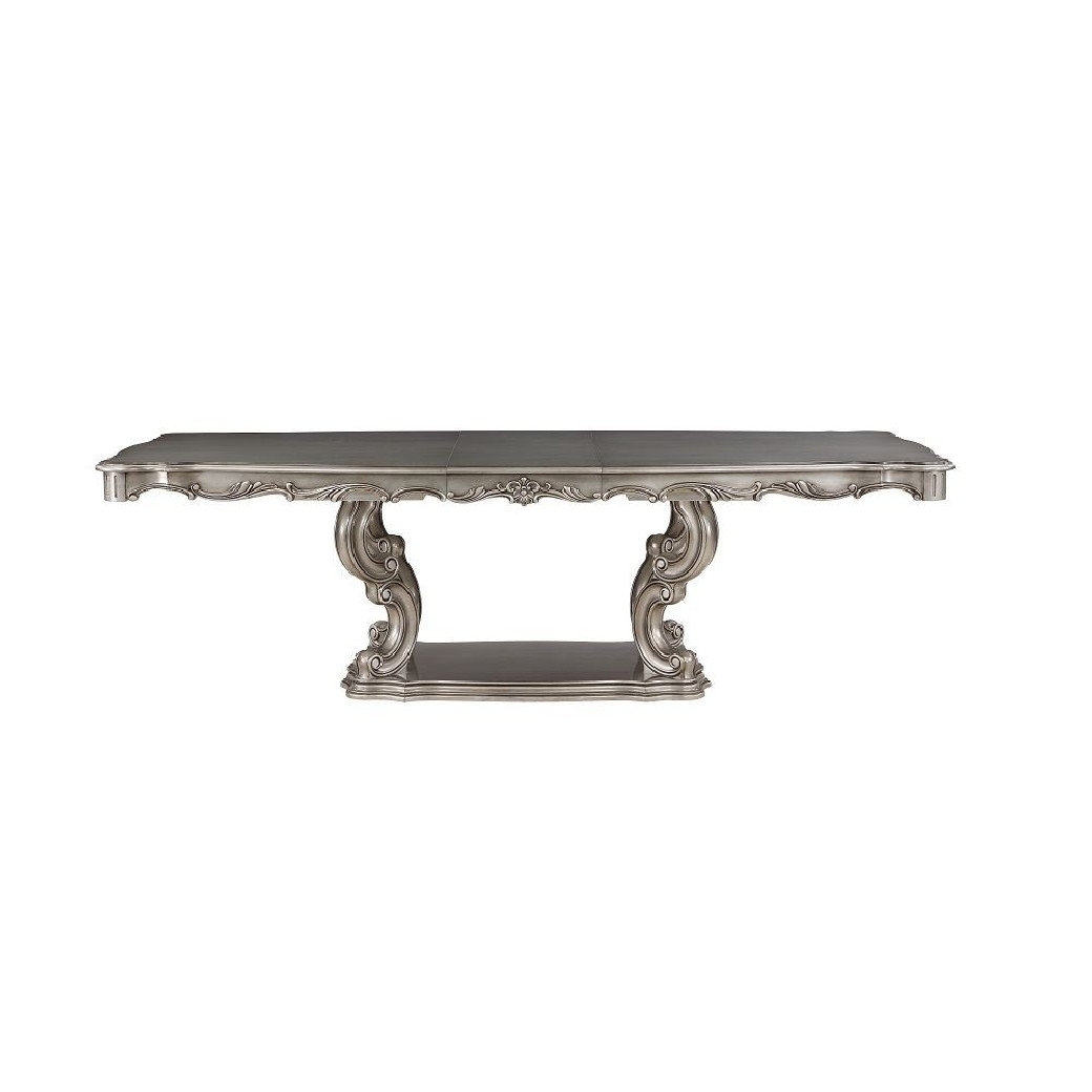 DN02281 7PC Dining Set Platinum Finish Ariadne Collection By Acme Furniture