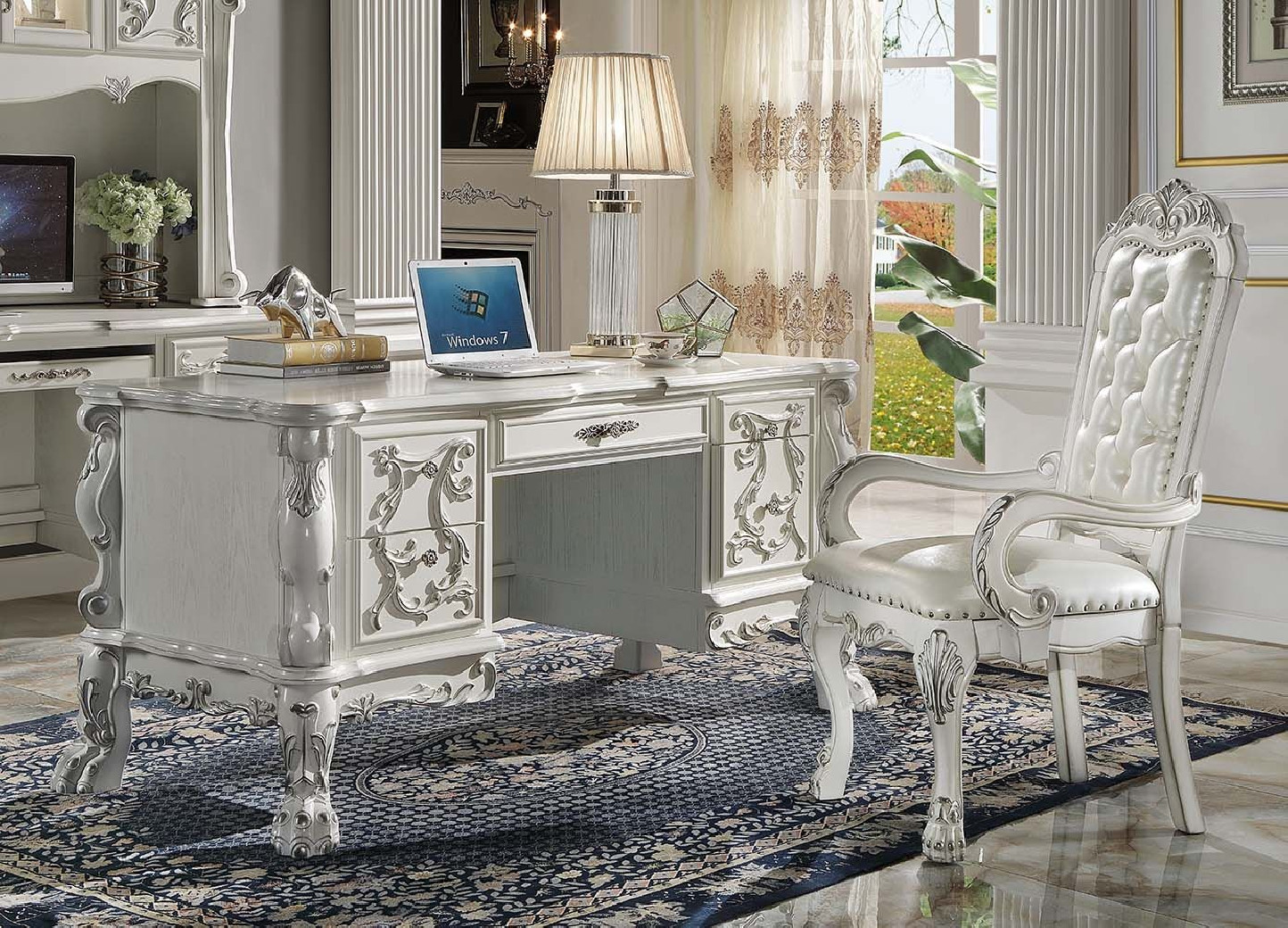 OF01715 Executive writing desk Dresden Bone White Finish Collection By Acme Furniture