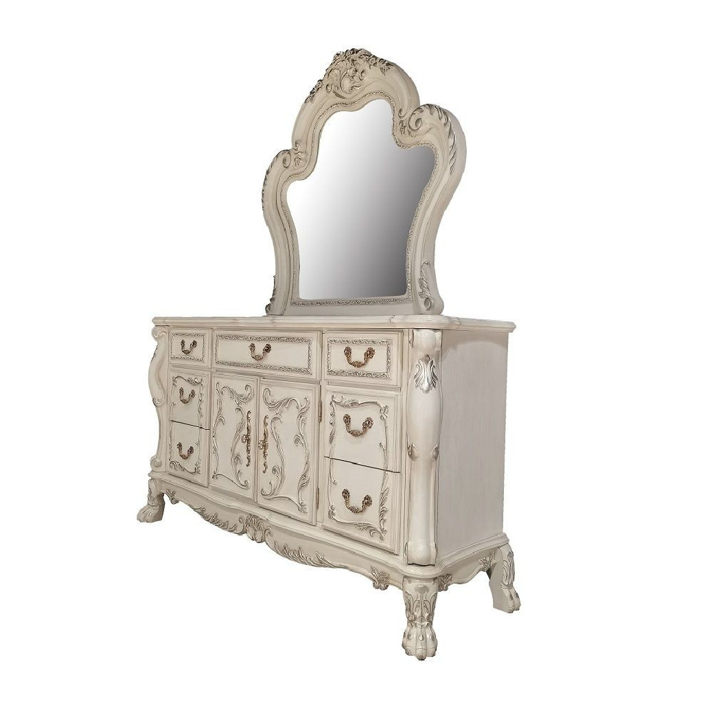 BD01708Q Queen Bed Bone White Finish Dresden Collection by Acme Furniture