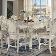 DN01515 7PC Vendome Antique Pearl Collection Counter Height Dining Table Set by Acme Furniture