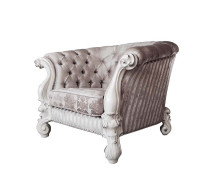 LV01396 Ivory Fabric & Bone White Finish Chair Versailles Collection By Acme Furniture