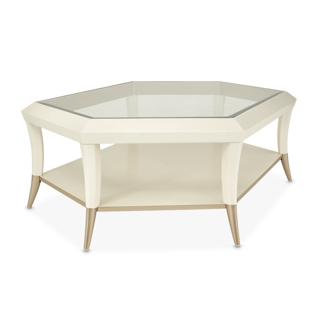 Hexagon Cocktail Table W/Glass Champagne La Rachele Collection by  Michael Amini