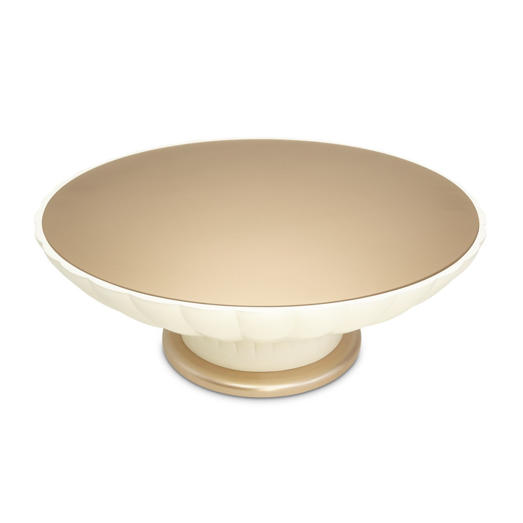Round Scalloped Cocktail Table W/Glass La Rachelle Collection By Michael Amini