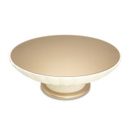 Round Scalloped Cocktail Table W/Glass La Rachelle Collection By Michael Amini