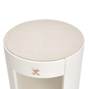 Round End Table W/ Marble Top  Champagne La Rachelle Collection By Michael Amini