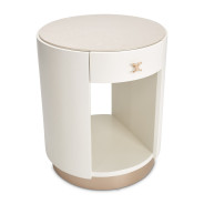 Round End Table W/ Marble Top  Champagne La Rachelle Collection By Michael Amini