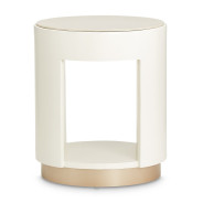 Round End Table W/ Marble Top  Champagne La Rachelle Collection By Michael Amini