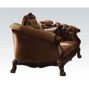 52095 Golden Brown Velvet / Cherry Oak Finish Living Room Acme Dresden Collection