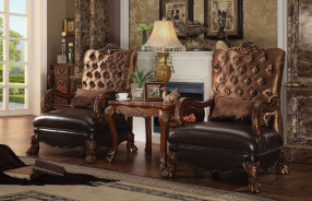 52095 Golden Brown Velvet / Cherry Oak Finish Living Room Acme Dresden Collection
