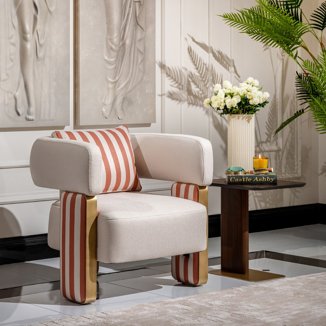 LFR-AMRA225-223 Accent Table-Medium Eggshell Walnut Amora Collection By Michael Amini