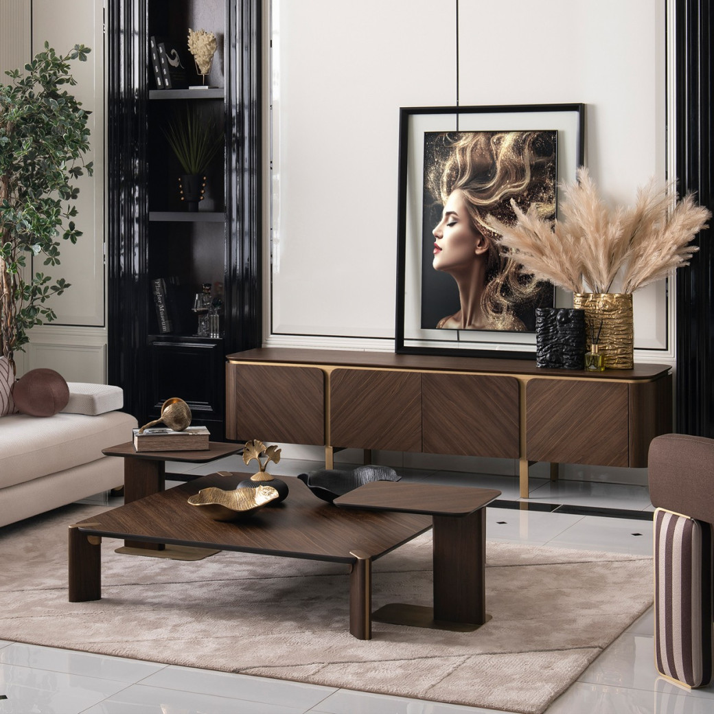 LFR-AMRA225-223 Accent Table-Medium Eggshell Walnut Amora Collection By Michael Amini