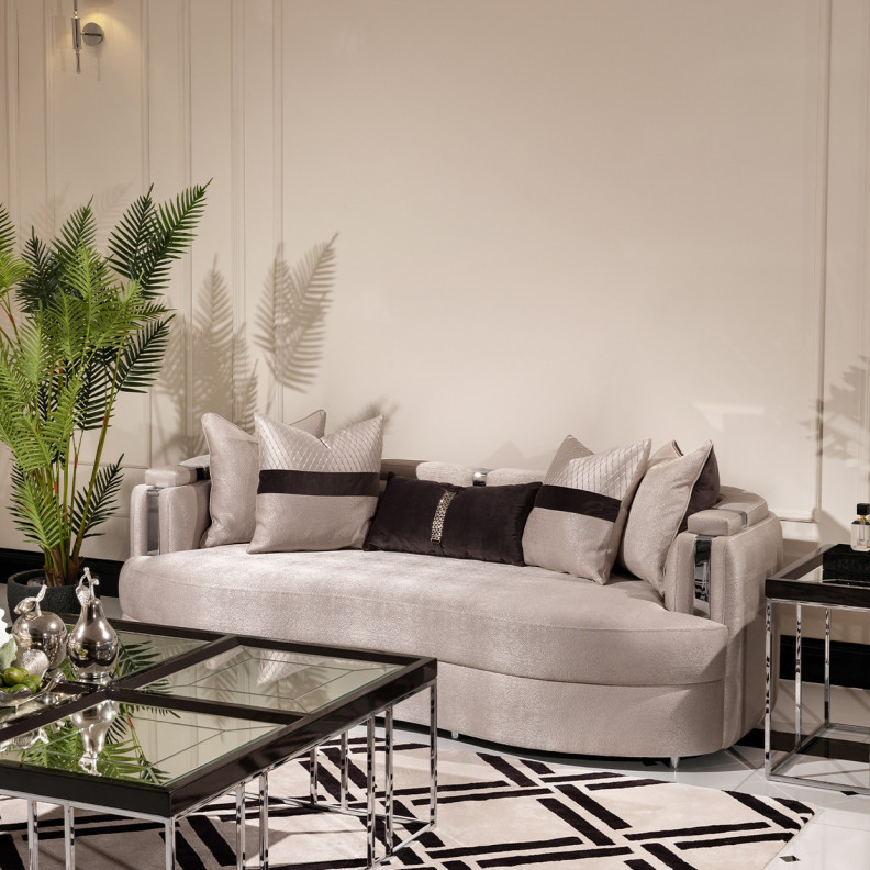LFR-CRMA815-ZNC-808 Sofa Carmela Zinc Silver Collection By Michael Amini