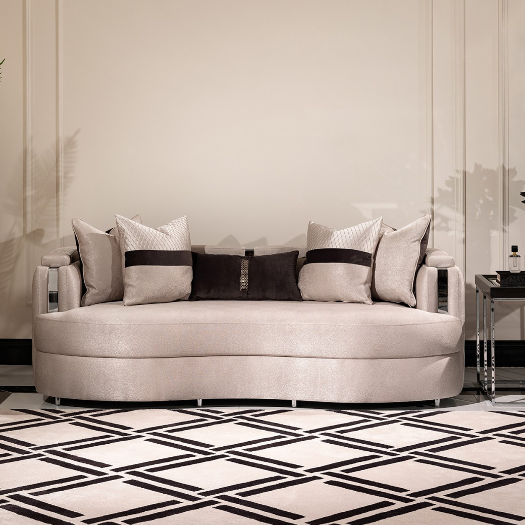 LFR-CRMA815-ZNC-808 Sofa Carmela Zinc Silver Collection By Michael Amini